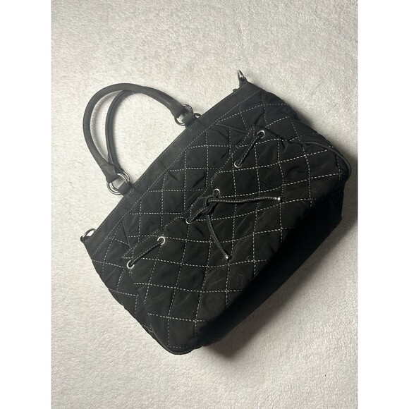 Vera Bradley Black Textile Quilted Embossing Large Satchel Bag - Picture 1 of 8